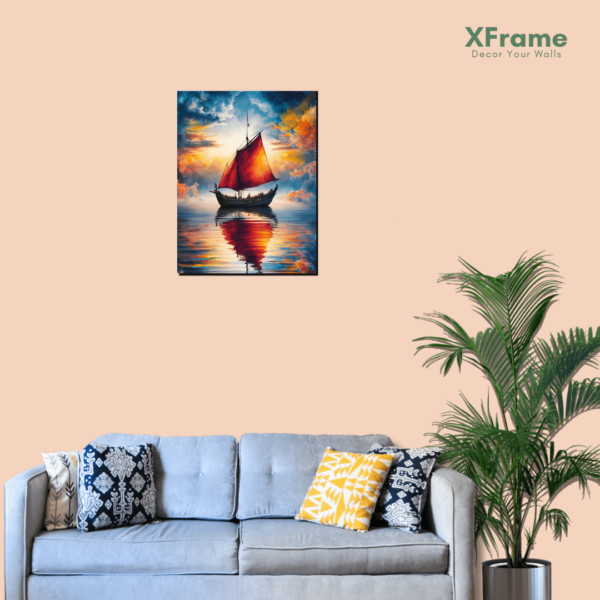 Xframe Digital Reprint of Textured Stunning Painting of a Sailboat | UV Coated | Wall Art | 12 x 9in